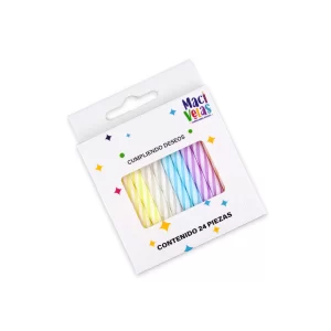 Vela Macivelas Caramelo Macaron Multicolor (24 pzas)