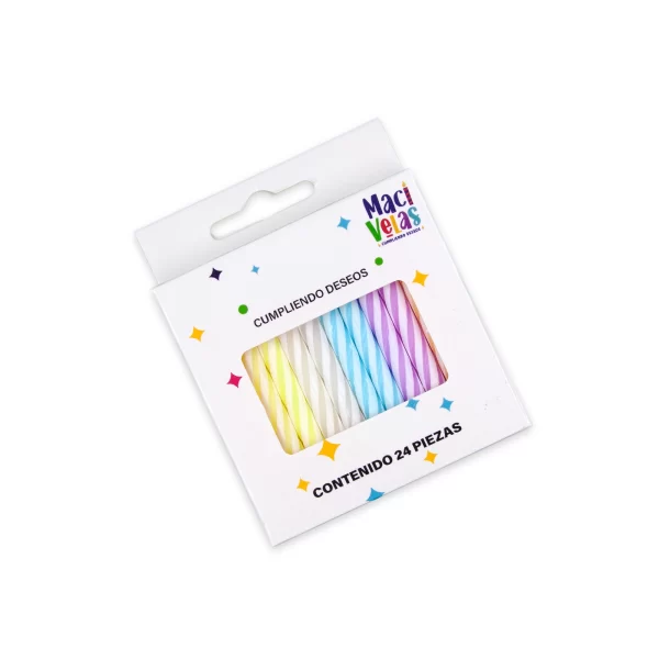 Vela Macivelas Caramelo Macaron Multicolor (24 pzas)