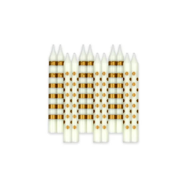Vela Macivelas Dots & Lines Dorado (12 pzas)